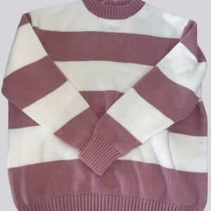 Striped Women’s Sweater - White and Pink